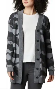 Columbia Firwood Gray Camouflage Cardigan‎ Sweater LARGE Urban Country NICE