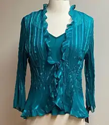 NWT  Petite Sz PL P L 2 Pc Blouse Top Cami & Sheer Jacket Shirt