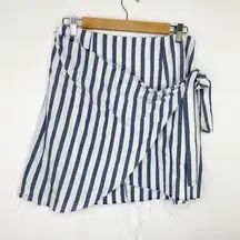 LF  Mint Vanilla Navy Blue White Striped Wrap Mini Skirt Women's Size 10 NWT