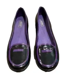 Esprit Black Purple Rubber Rain Flats Loafers Womens Sz  9 Slip-on Shoes Classic
