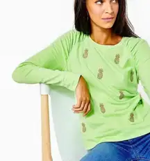 Lilly Pulitzer Pineapple Aldean Sweatshirt Pullover Top Women’s S Key Lime Green