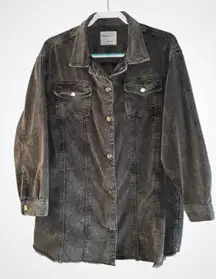 Highway Jeans Charcoal Gray Cotton Corduroy Button Front Shacket Jacket Large