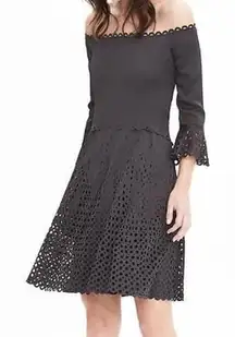 Banana Republic Limited Edition Mink Grey Off Shoulder Eyelet Dress Size 8 Med