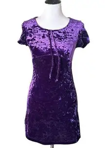 Vintage 579 Mini Dress Womens XS Purple Crush Velvet‎ y2k Whimsigoth Witchy