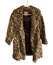 Paris Blues Faux Fur Animal Print Teddy Jacket Tan Brown Fall Winter Cozy coat