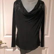 Karen Kane  Top Black Diamond Draped Tunic top S NWT