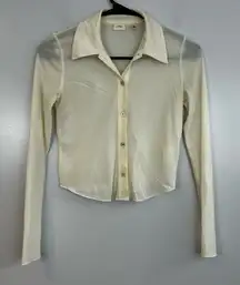 Wilfred Ivory Pose Waist Lightweight Long Sleeve Button Front Sheer Top XS