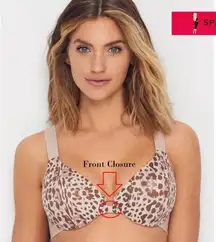 SPANX BRA-LELUJAH FRONT-CLOSE full coverage T-SHIRT BRA Naked Animal print 34 D