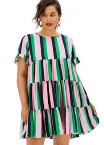 Curve Candy Stripe Tiered Dress  Size 10