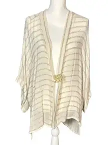 IC By Connie K Cardigan Size 2X Tan Linen Blend Minimalist Flowy Lagenlook Flowy