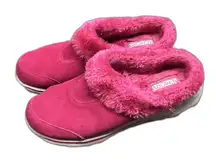 Skechers Shoes Womens 8.5 Memory Form Fit Slip On Pink Faux Fur Slippers Leather