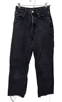 ZARA High Waist Raw Hem Mom Jean Sz 4‎