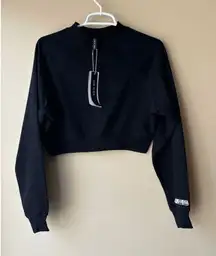 Adam Selman Sport Shrunken Pullover Sweatshirt in Black Womens Size Small