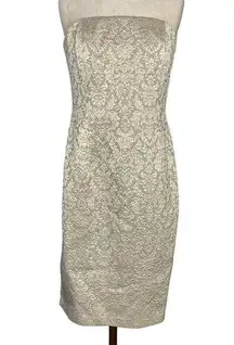 Carmen Marc valvo gold foil strapless formal