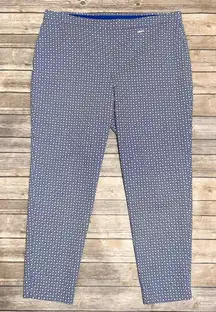 Vince Camuto Cobalt Blue White Diamond Geometric Pull On Ankle Length Pants