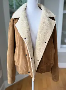 BP Camel Tan Corduroy Ivory Sherpa Lined Bomber Jacket Size XXL