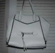 BCBGeneration large white tote w black trim Excellent condition