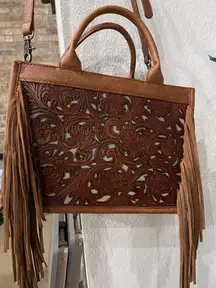 Leather fringe western purse