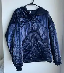 Free People Movement Polar Ice Pullover Metallic Corduroy Blue Pullover