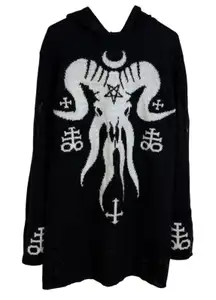 Killstar Sweater Womens XL Black The Calling Hoodie Knit Destroyed Cthulhu NWOT