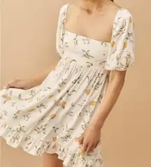 Reformation  Bristol Dress in Citron Lemon Floral White Size XL