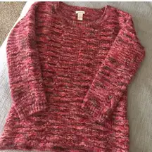 Sundance Pink and Brown Knit Wool blend mulitcolor chunky sweater size medium