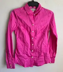 NWT Banana Republic Pink Non Iron Button Down Blouse Womens 2 Career Barbie