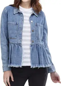 MudPie Boutique Denim Ruffle Jacket Size Small