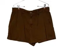 Free People‎ Women Shorts Billie Pleated Chino 2.5" Solid Festival Brown Size 8
