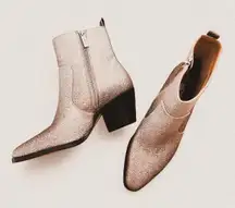 Michael Kors Harlow Silver Glitter Western Boots – Disco Cowgirl Glam (Size 6.5)