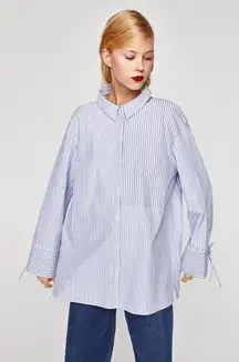 ZARA stripe blouse with collar