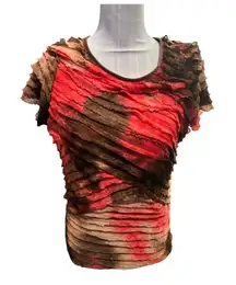 Notations Brown & Red Tie Dye Blouse Size L