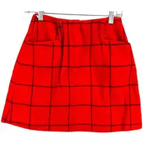 Vintage Petti Wool Mini Skirt Womens 7 Red Check Windowpane Academia Clueless