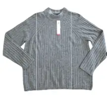 Talbots 100% Cashmere Mock Neck Sweater Cable Knit Army Green Size XL P NEW Work