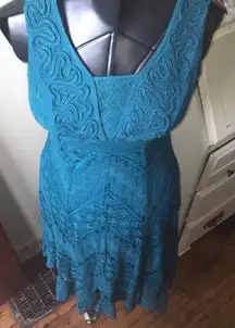 Reba Regency Bridgerton romantic turquoise sleeveless S dress