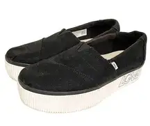 TOMS Womens Size 7 Alpargata Boardwalk Black Heritage Canvas Slip On Shoes