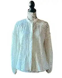 $155 Keepsake Revolve S Ivory Floral Lace Long Sleeve Button Down Blouse Top