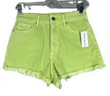 PacSun Shorts Womens 0 25 Neon‎ Green Vintage High Rise Festival Cut Off Denim