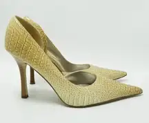 Diba Zana D'orsay Heels Shoes Crocodile Skin Pointed Toe Slip On Size 7M