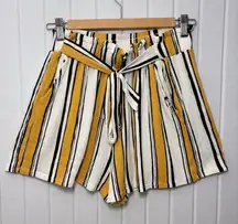 Love Tree High Waist Striped Yellow and Black Shorts Size‎ S