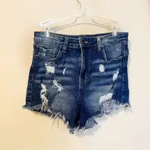 Ariya Jeans  Dark Wash Distressed Jean Shorts