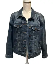 Soft Surroundings Denim Jacket Women's Large Blue Jean Jacket Embossed Buttons