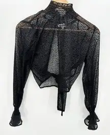 About Us Black Sheer Knot Stylish Design Long Sleeve Top Women's Size XS