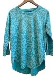 Fresh Produce Abstract Print Cotton 3/4 Length Sleeves Crew Neck Top XS USA
