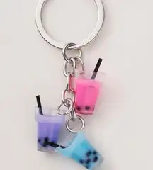 Bubble tea charm keychain