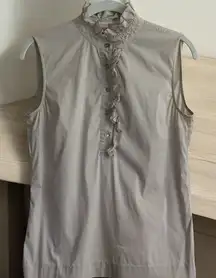 Tory Burch Light Tan Beige Size 2 Ruffle‎ Neck Sleeveless Blouse