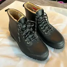 Chooka Women’s Black Fur-Lined Tie Up Ankle Boots 10 NWT