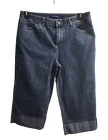Bill Blass Jeans Womens Stretch‎ Denim Capri Cuffed Blue Size 10 Cropped Pants