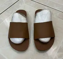 Vans Women's Brown Leather Decon Slide Sandals