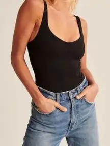 Abercrombie & Fitch Corset Black Bodysuit Seamless Fabric Soft Collection Size L